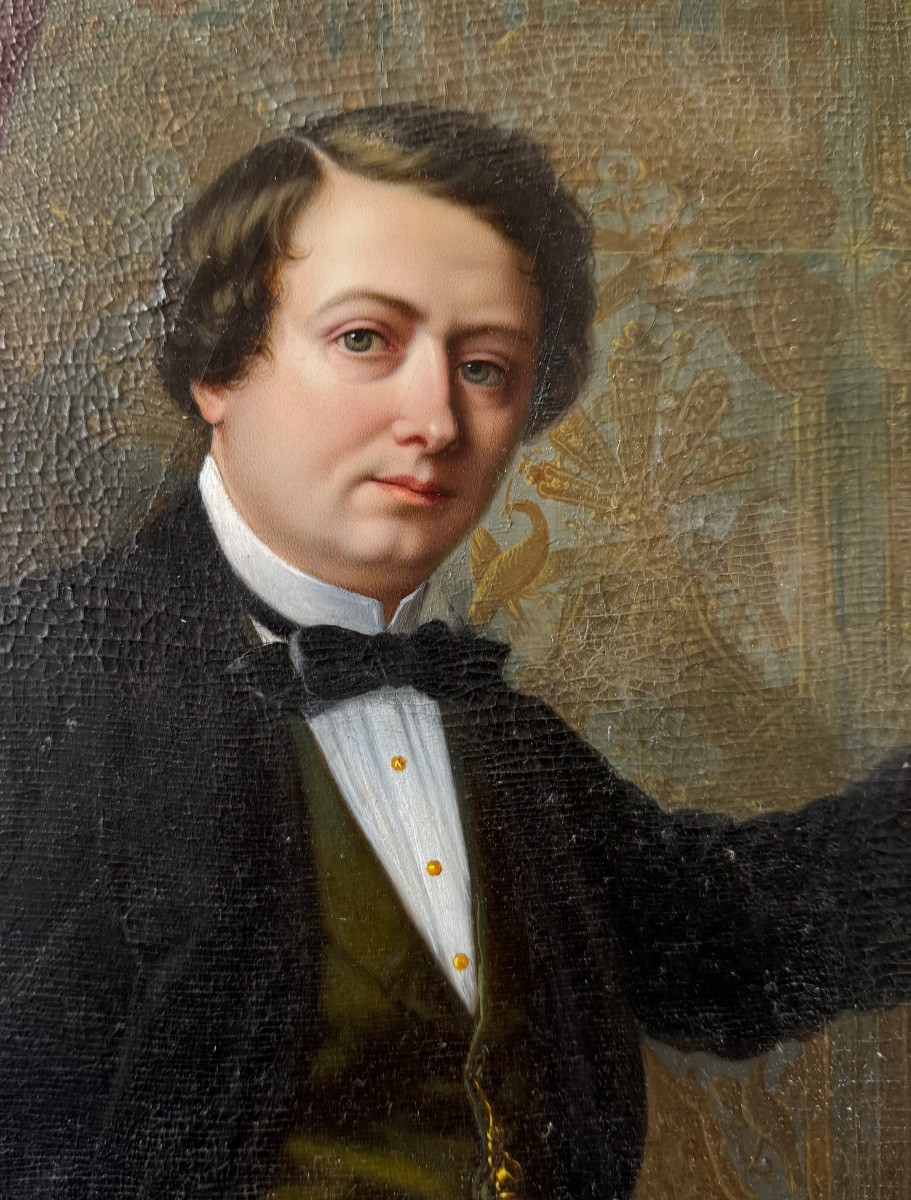 Portrait d’Homme Devant Un Chevalet, Époque Louis-Philippe-photo-2
