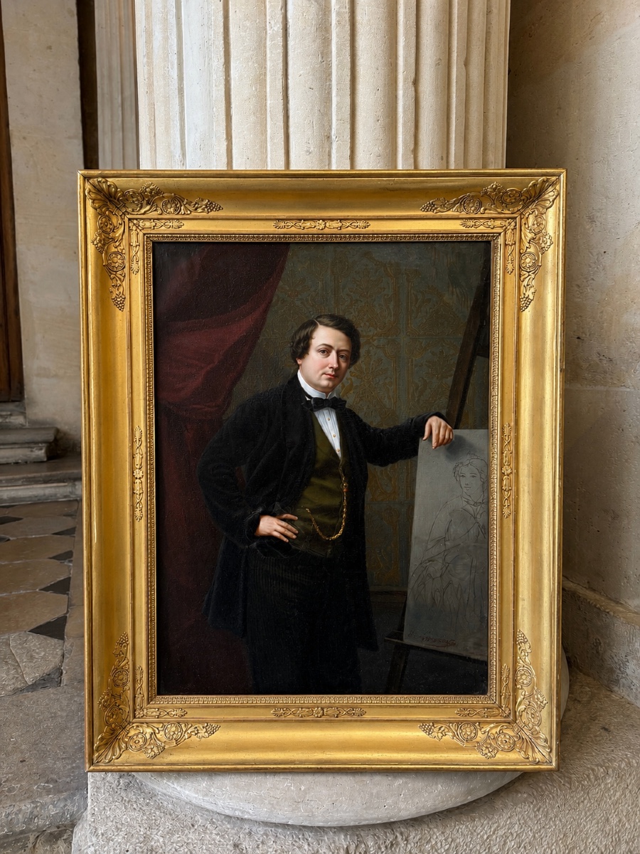 Portrait d’Homme Devant Un Chevalet, Époque Louis-Philippe