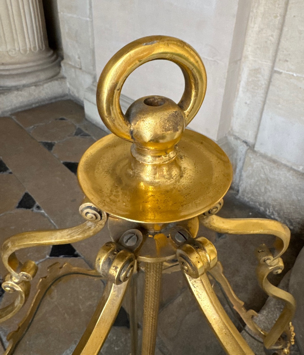 Large Gilded Bronze Vestibule Lantern Louis XV Style Late 19th Century-photo-4