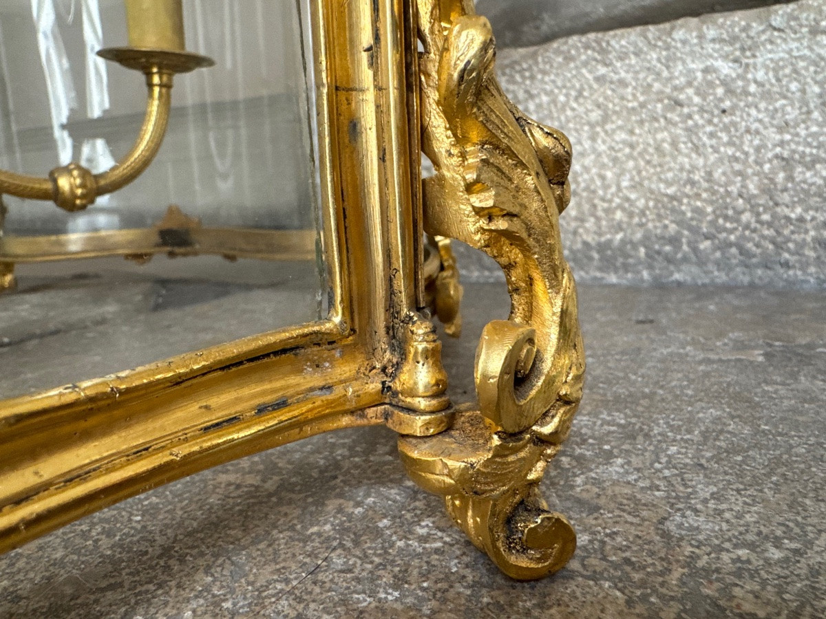 Large Gilded Bronze Vestibule Lantern Louis XV Style Late 19th Century-photo-5