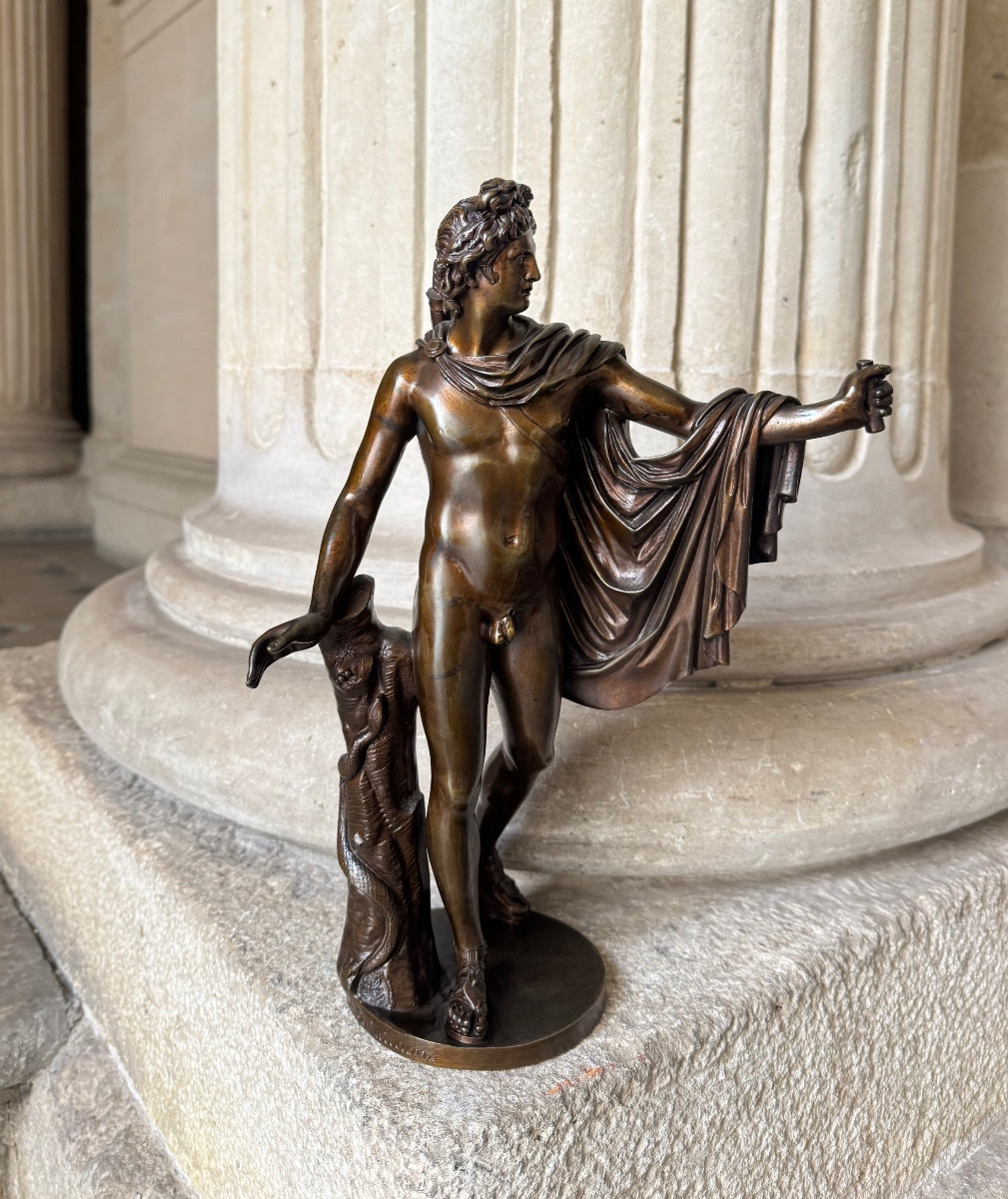Apollon Du Belvédère, Bronze Du Grand Tour 19th Century
