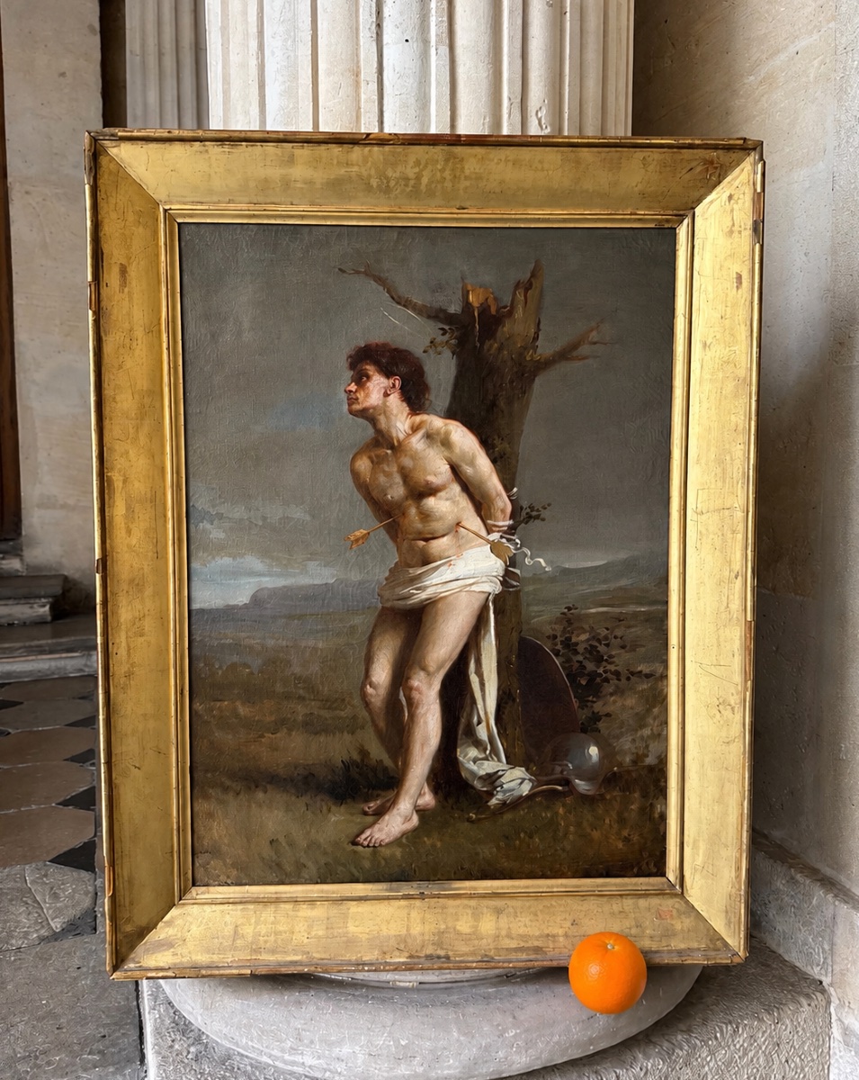 Saint Sébastien Martyr, Oil On Canvas 19th Century-photo-8