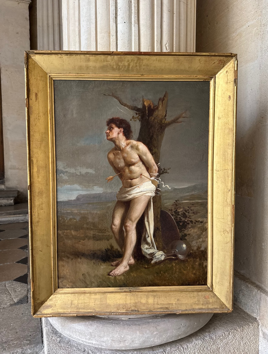 Saint Sébastien Martyr, Oil On Canvas 19th Century