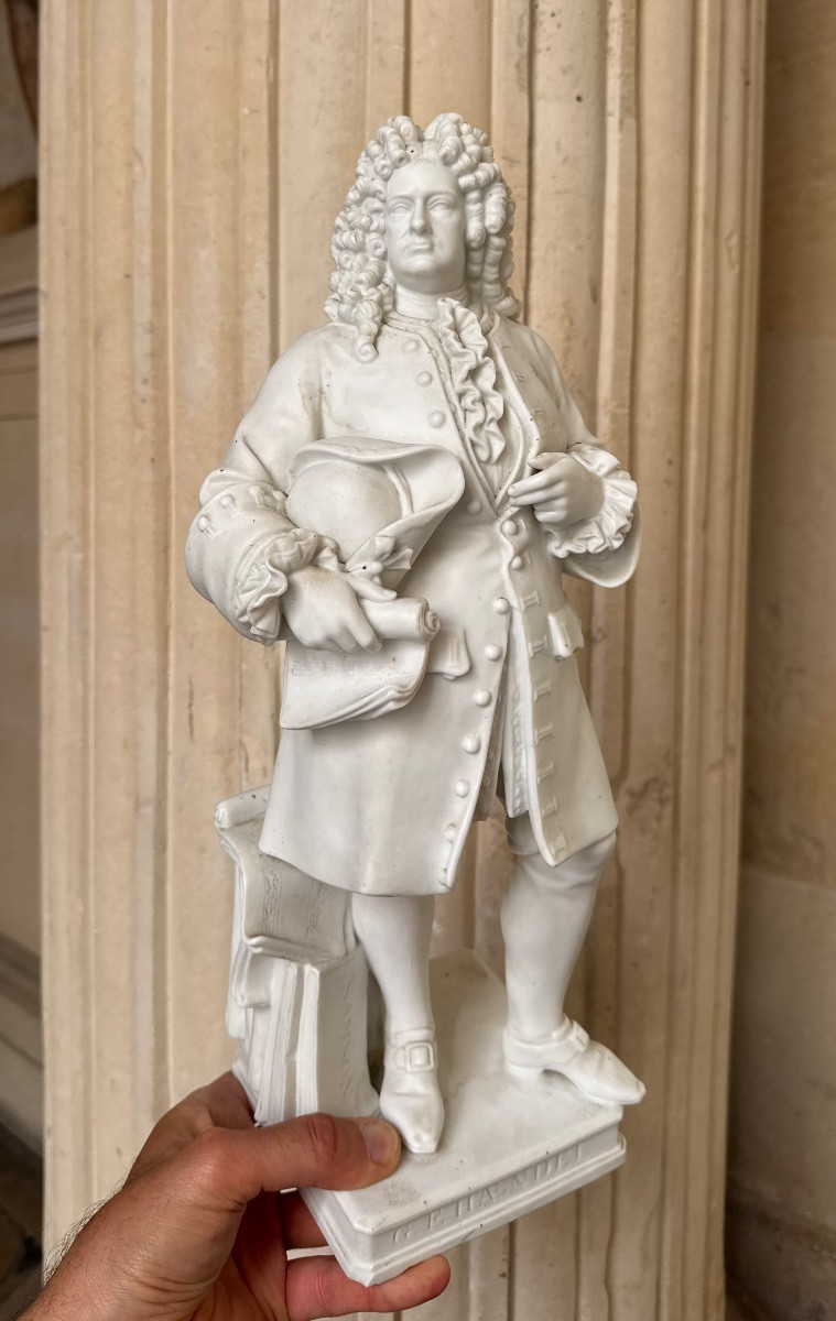 Georg Friedrich Haendel, Large 19th Century Bisque Statuette, Sèvres (in The Spirit Of)-photo-2