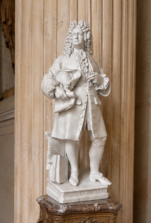 Georg Friedrich Haendel, Grande Statuette En Biscuit 19ème Siècle, Sèvres (dans le style de) 