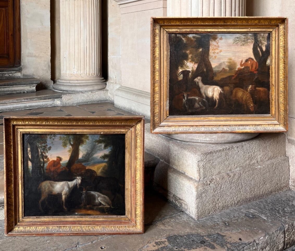 Paire De Scènes Pastorales Néoclassiques, École Italienne 18ème Siècle 
