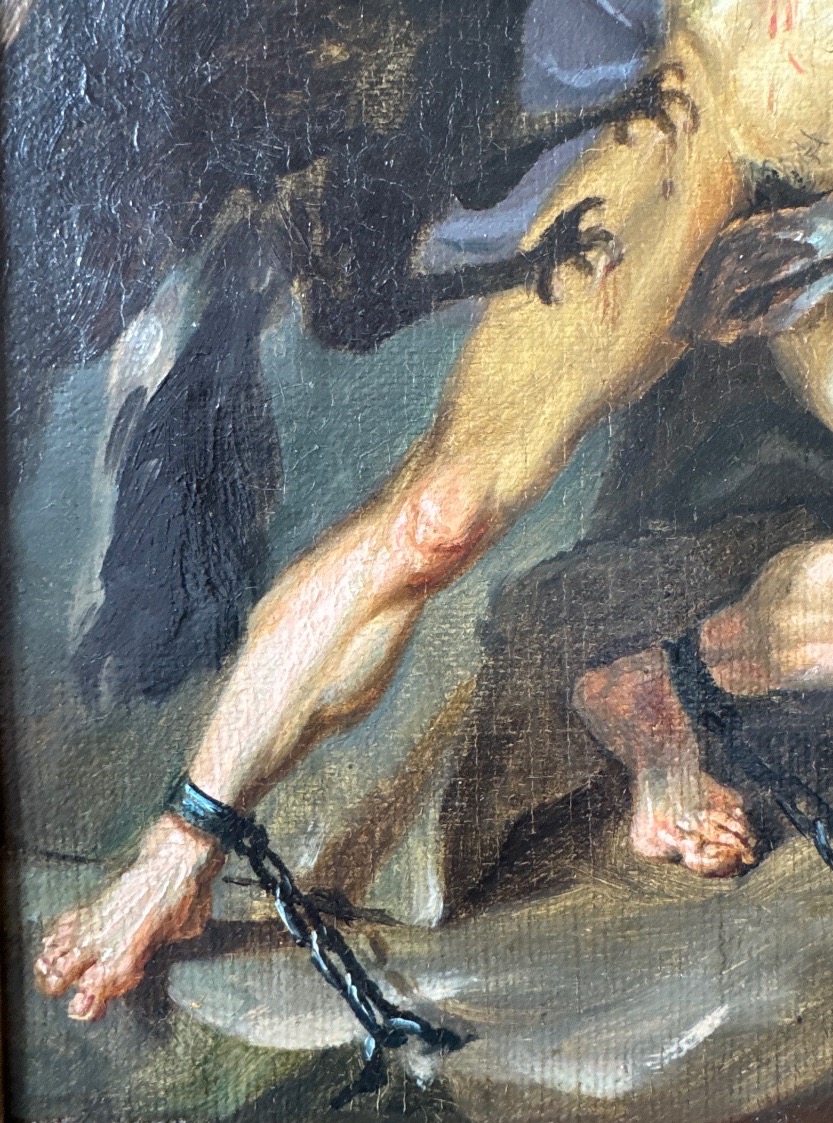 Prométhée Enchainé, huile sur toile de la fin du 18ème Siècle -photo-4