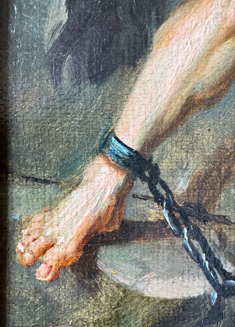 Prométhée Enchainé, huile sur toile de la fin du 18ème Siècle -photo-1