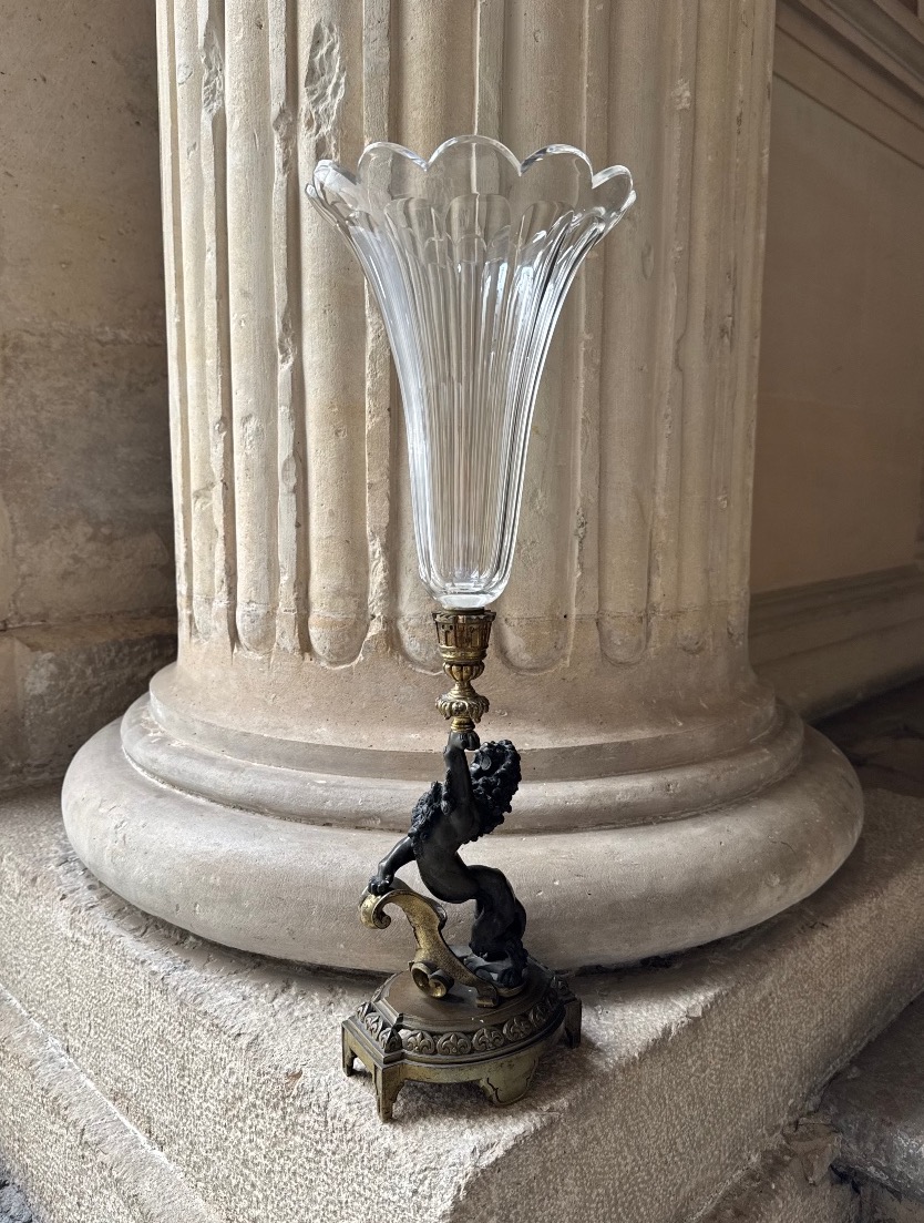 Paire De Vases Cornets en Bronze Et Cristal Vers 1880-photo-2