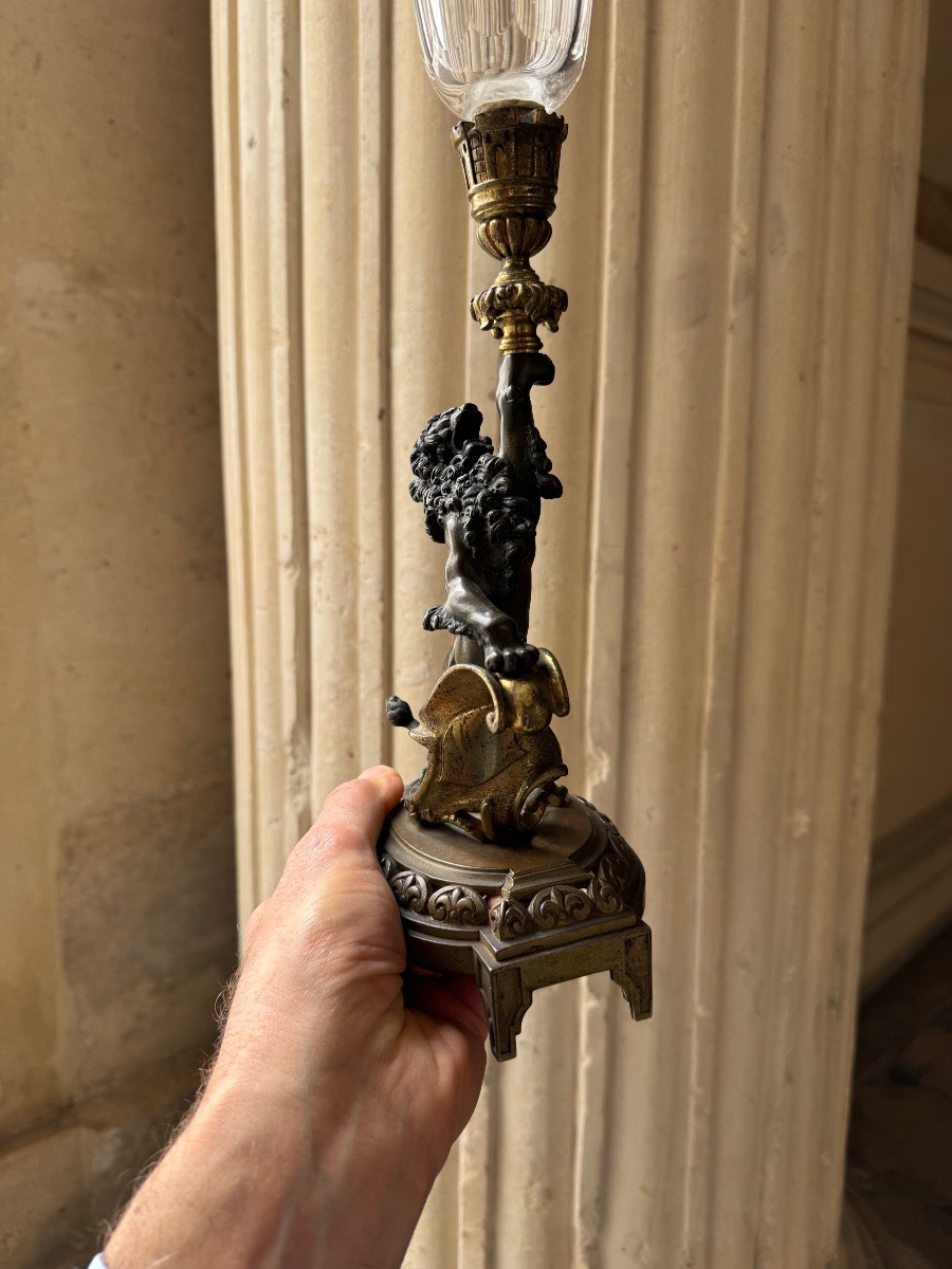 Paire De Vases Cornets en Bronze Et Cristal Vers 1880-photo-4