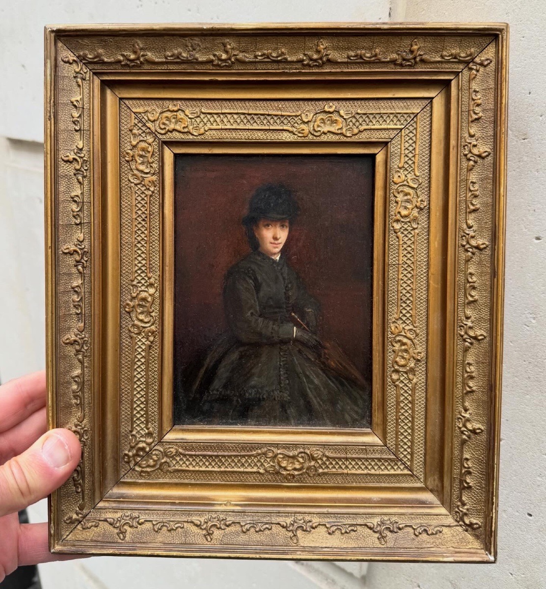 Charles Pécrus, Portrait d’Une Jeune  Femme À l’Ombrelle, Vers 1870-photo-1