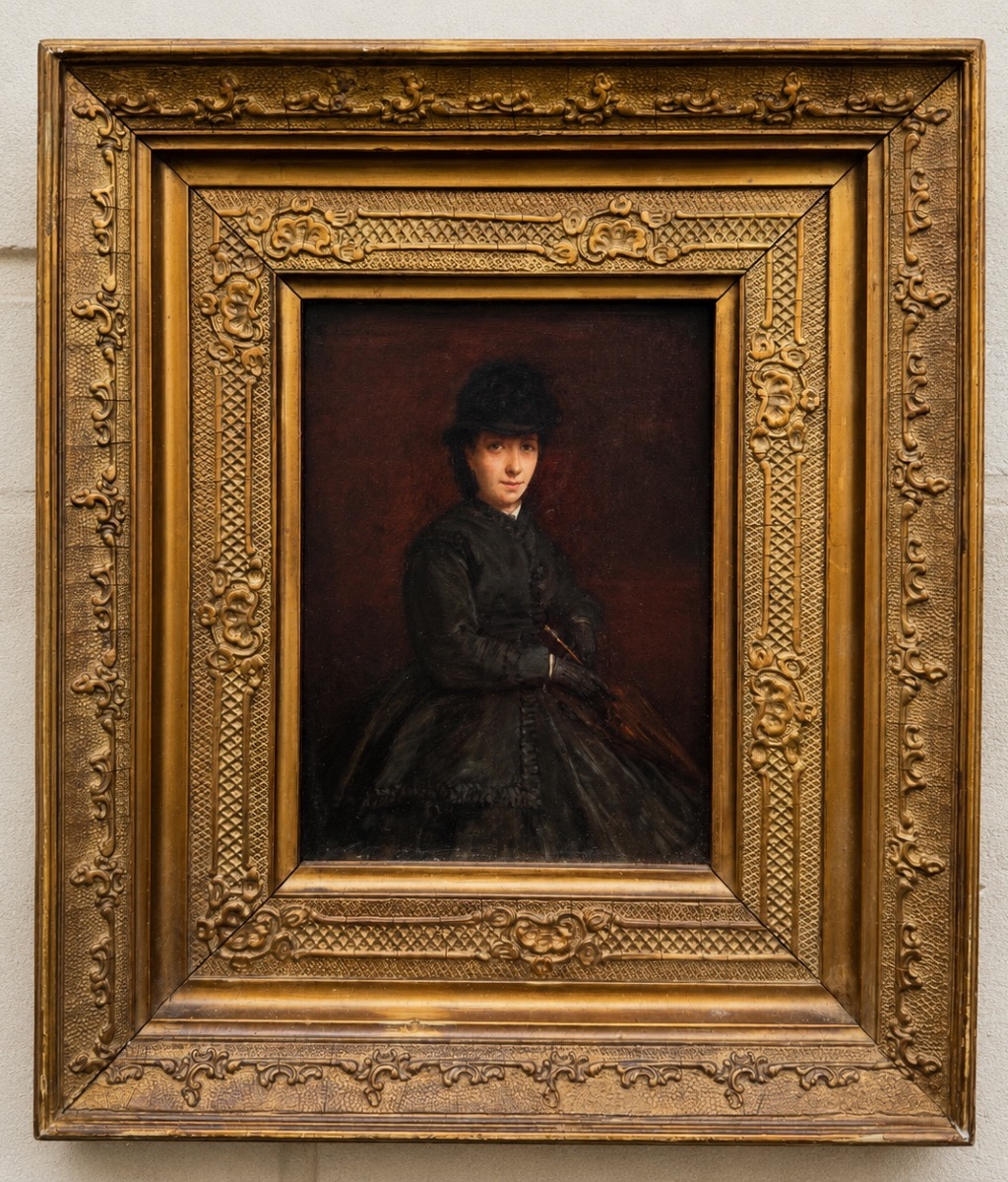 Charles Pécrus, Portrait d’Une Jeune  Femme À l’Ombrelle, Vers 1870