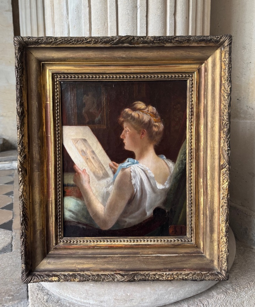 Young Woman Looking At A Watercolor, C. 1900-photo-5