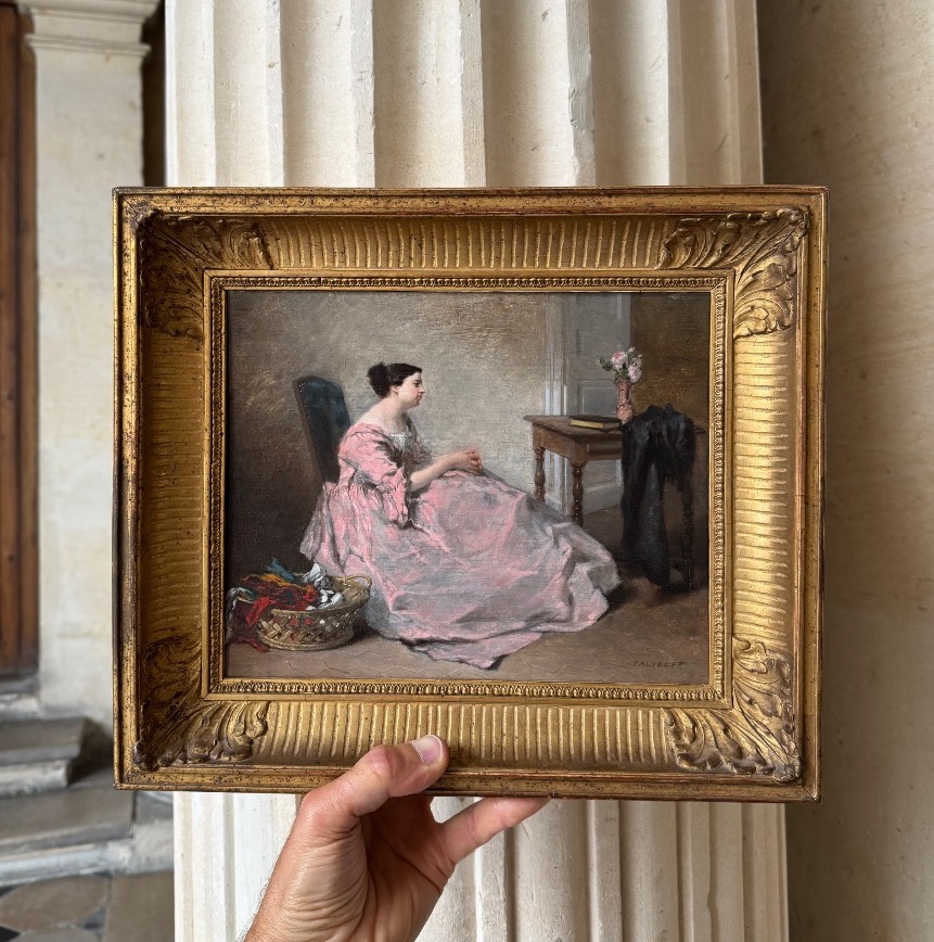 Jeune Femme Assise Dans Un Intérieur, Jean-Baptiste Fauvelet  1860-photo-4