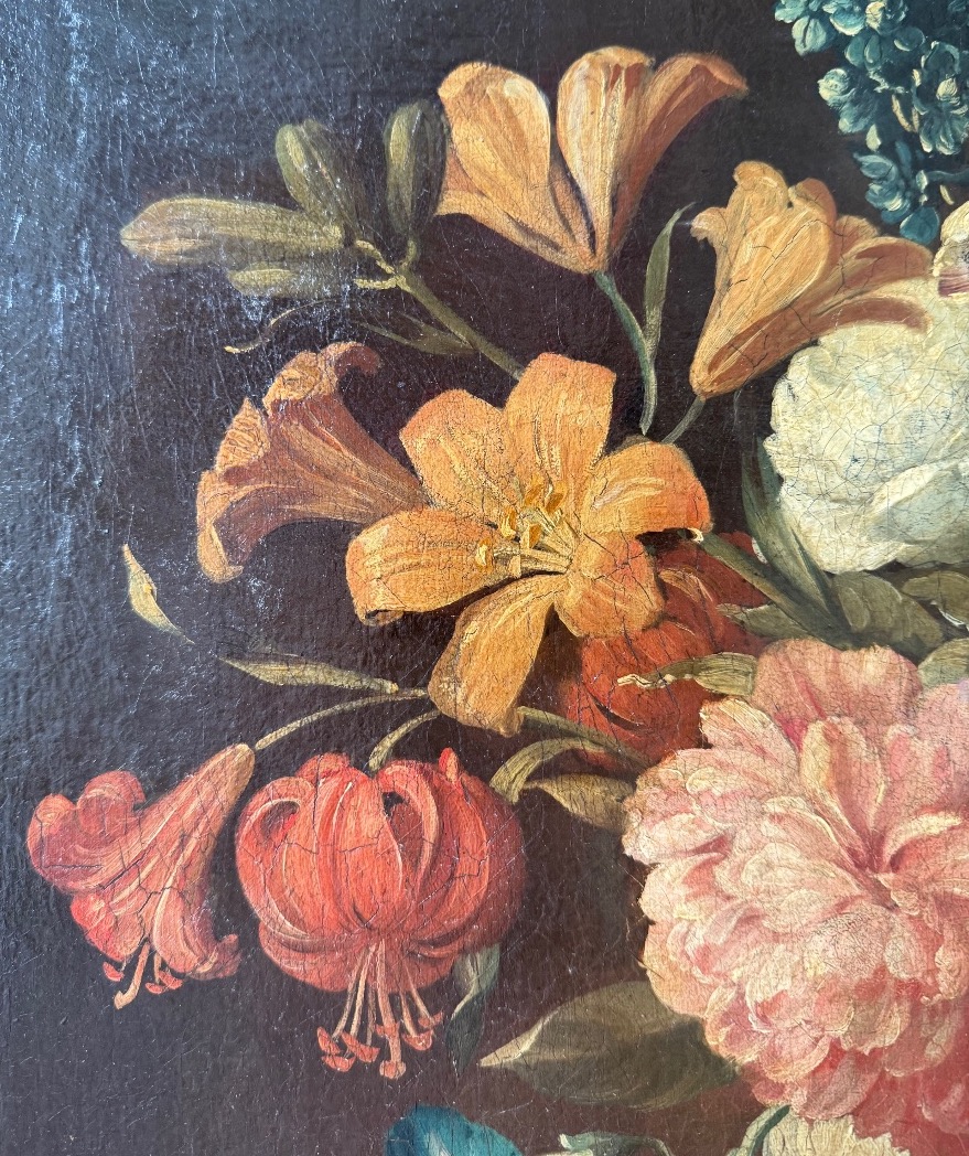 Nature Morte Au Bouquet Et Au Perroquet, Début 19ème Siècle -photo-2