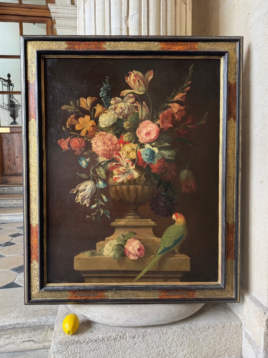 Nature Morte Au Bouquet Et Au Perroquet, Début 19ème Siècle -photo-7