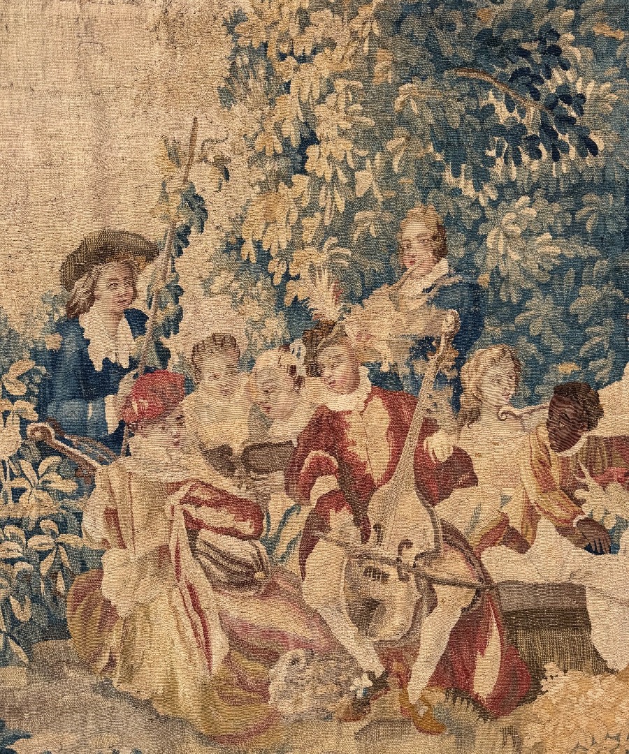 Le Concert Champêtre, Tapisserie d’Aubusson 18ème Siècle d’Après Watteau  -photo-2