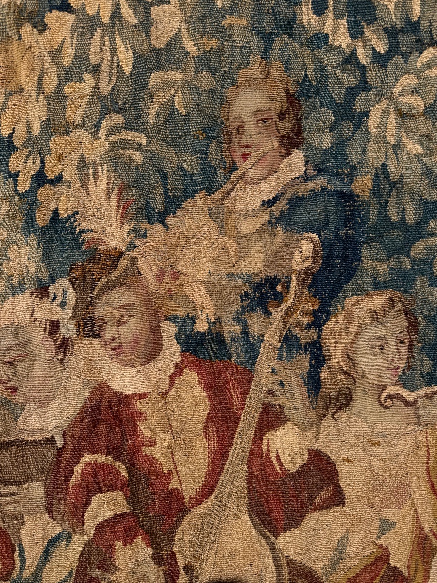 Le Concert Champêtre, Tapisserie d’Aubusson 18ème Siècle d’Après Watteau  -photo-3