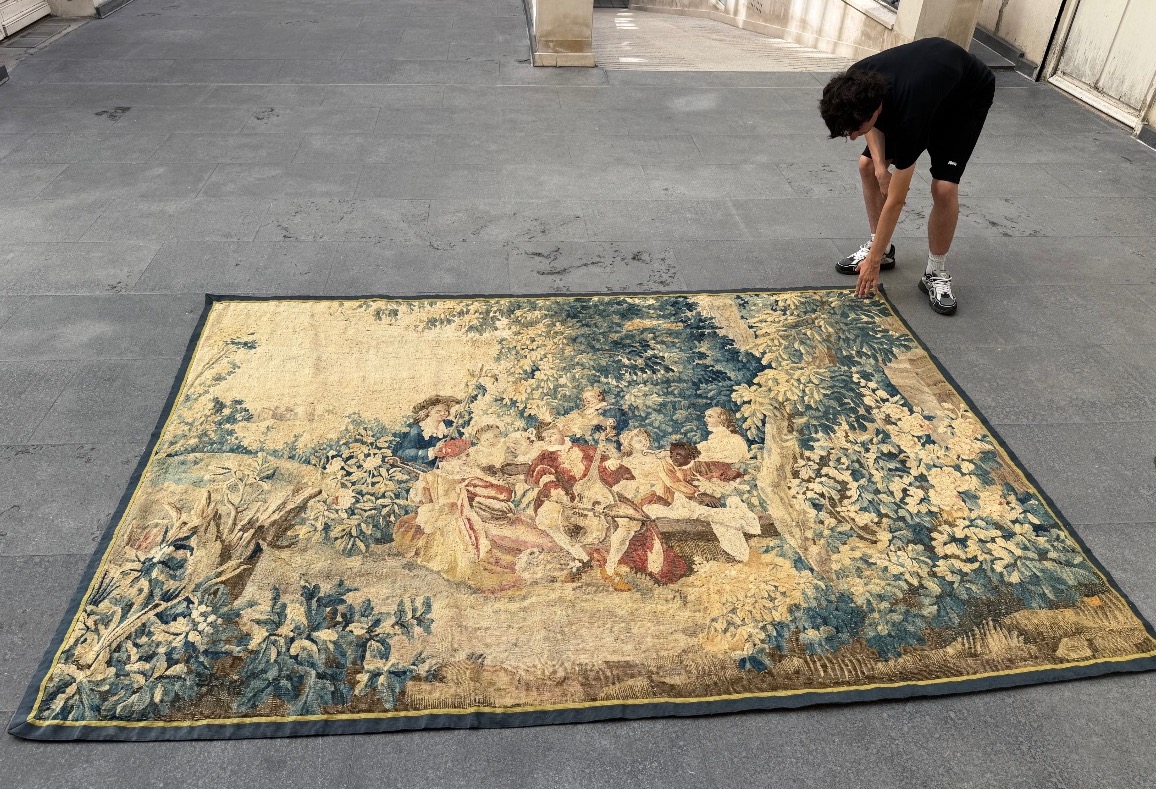 Le Concert Champêtre, Tapisserie d’Aubusson 18ème Siècle d’Après Watteau  -photo-6