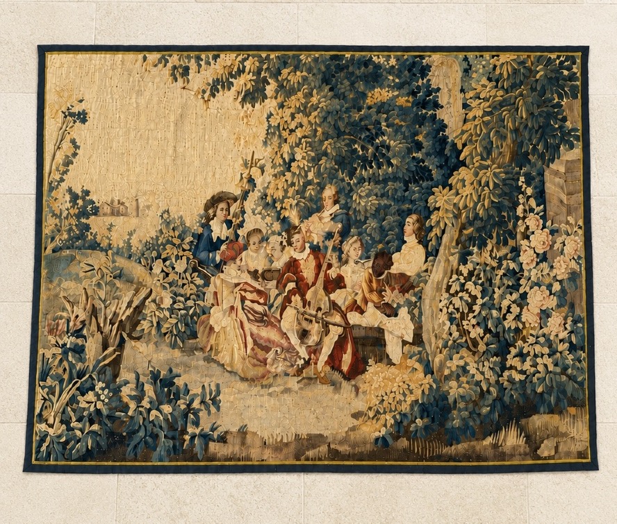 The Country Concert, 18th-century Aubusson Tapestry After Watteau