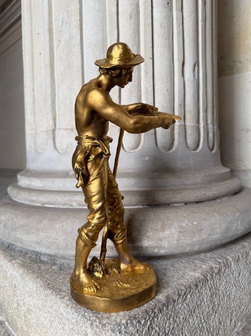Le faucheur, bronze doré signé Jean Gautherin fin 19ème siècle -photo-3