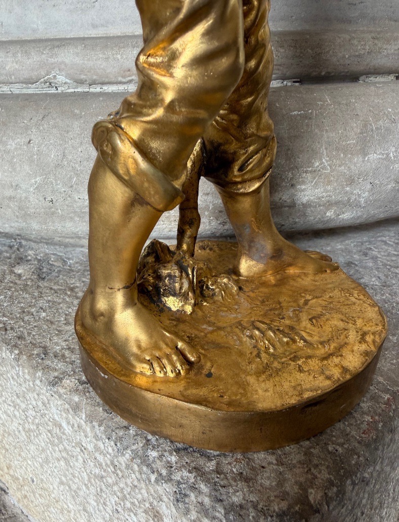 Le faucheur, bronze doré signé Jean Gautherin fin 19ème siècle -photo-1