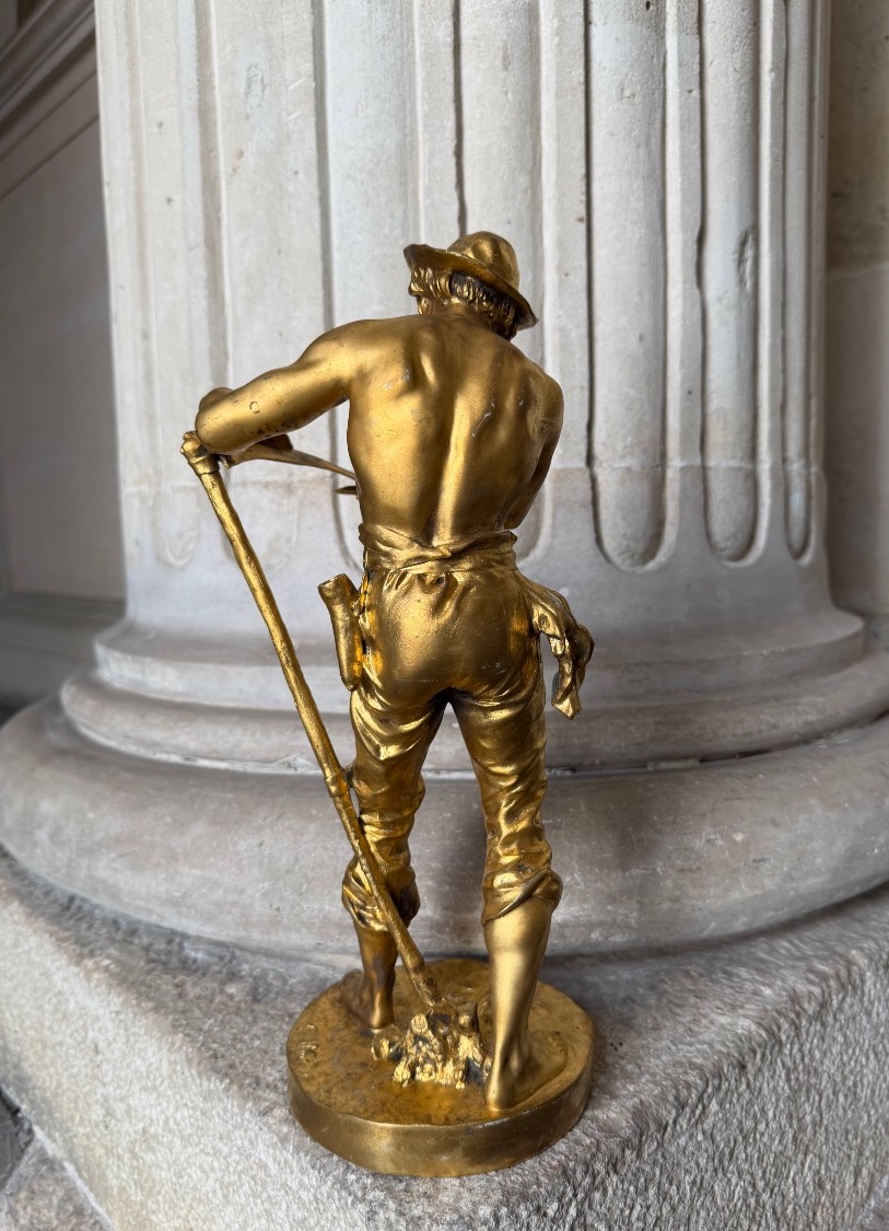 Le faucheur, bronze doré signé Jean Gautherin fin 19ème siècle -photo-3