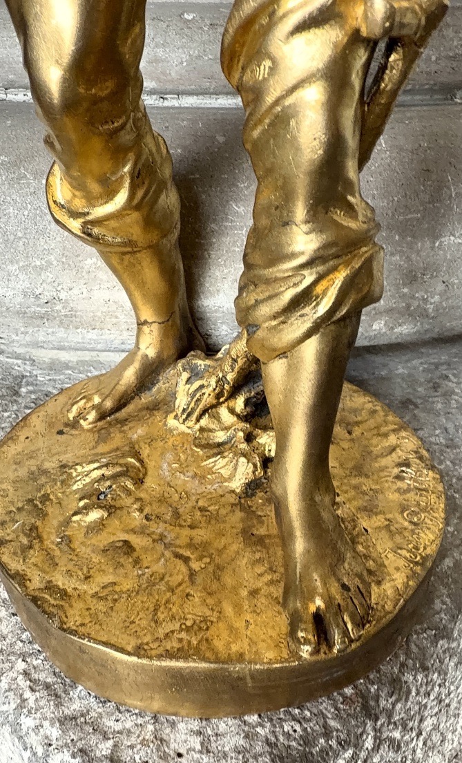 Le faucheur, bronze doré signé Jean Gautherin fin 19ème siècle -photo-4