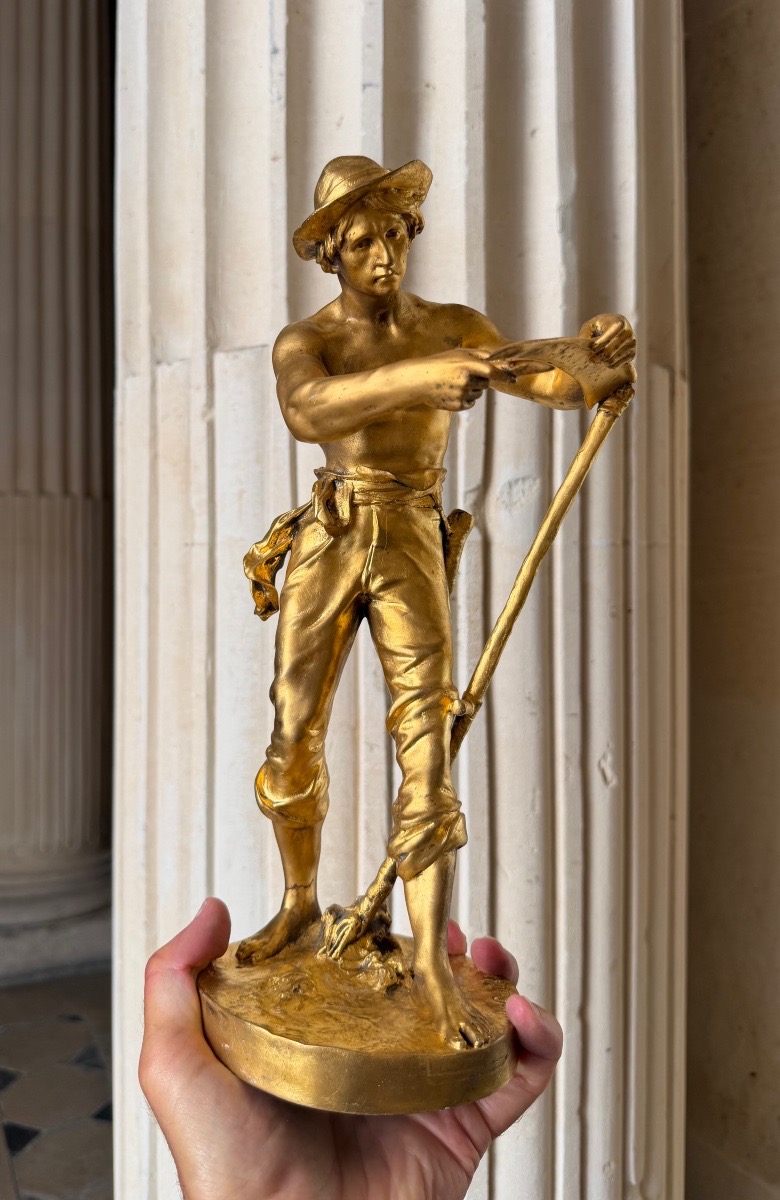 Le faucheur, bronze doré signé Jean Gautherin fin 19ème siècle -photo-7