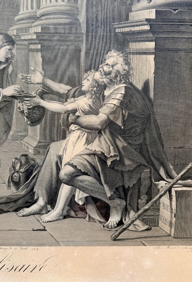 Œdipe à colone et bélisaire, paire de grandes gravures vers 1800-photo-3