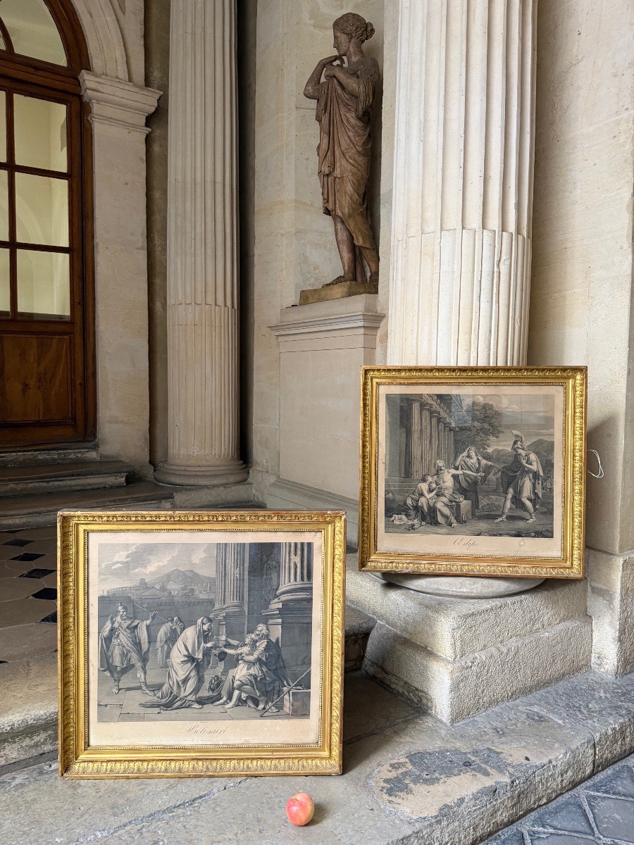 Œdipe à colone et bélisaire, paire de grandes gravures vers 1800-photo-7