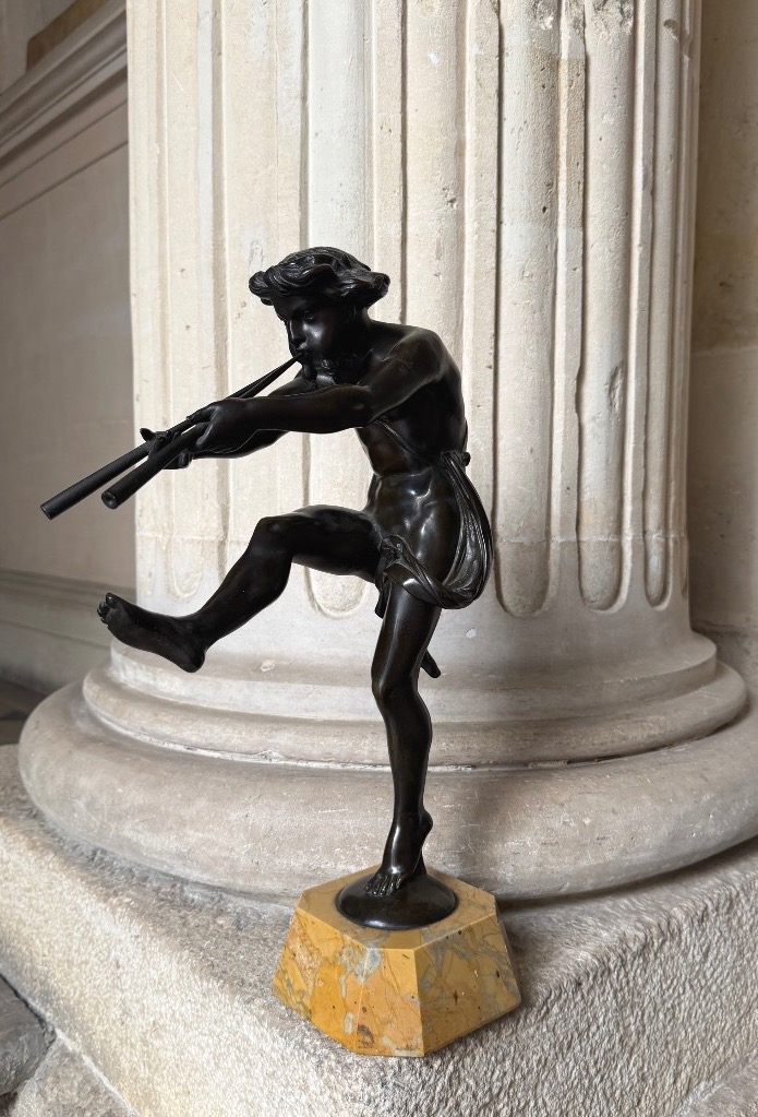 Faune jouant de l’aulos, bronze de Jean Bulio-photo-2