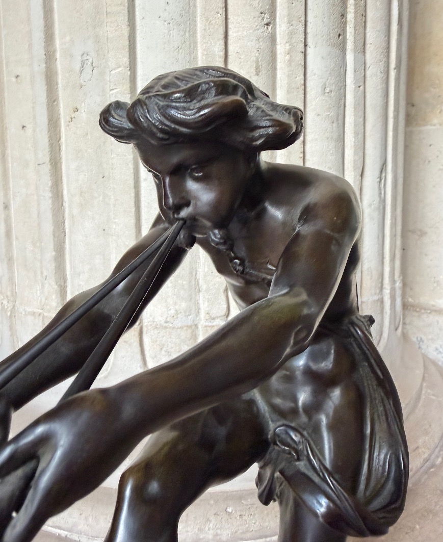 Faune jouant de l’aulos, bronze de Jean Bulio-photo-3