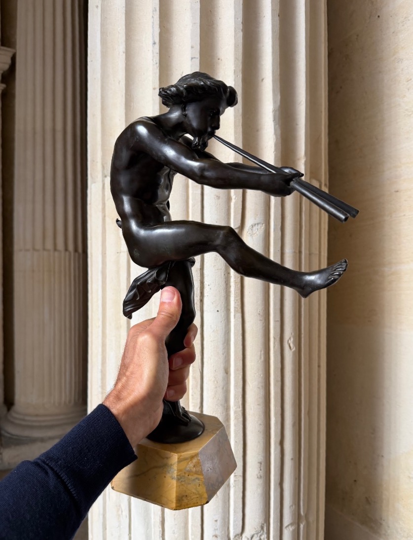 Faune jouant de l’aulos, bronze de Jean Bulio-photo-5