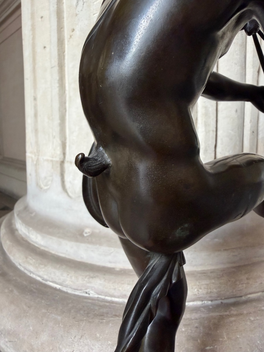 Faune jouant de l’aulos, bronze de Jean Bulio-photo-3