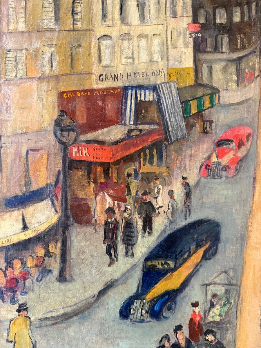 Rue Lepic In Paris, Oil Painting Signed Gérar Circa 1950-photo-3
