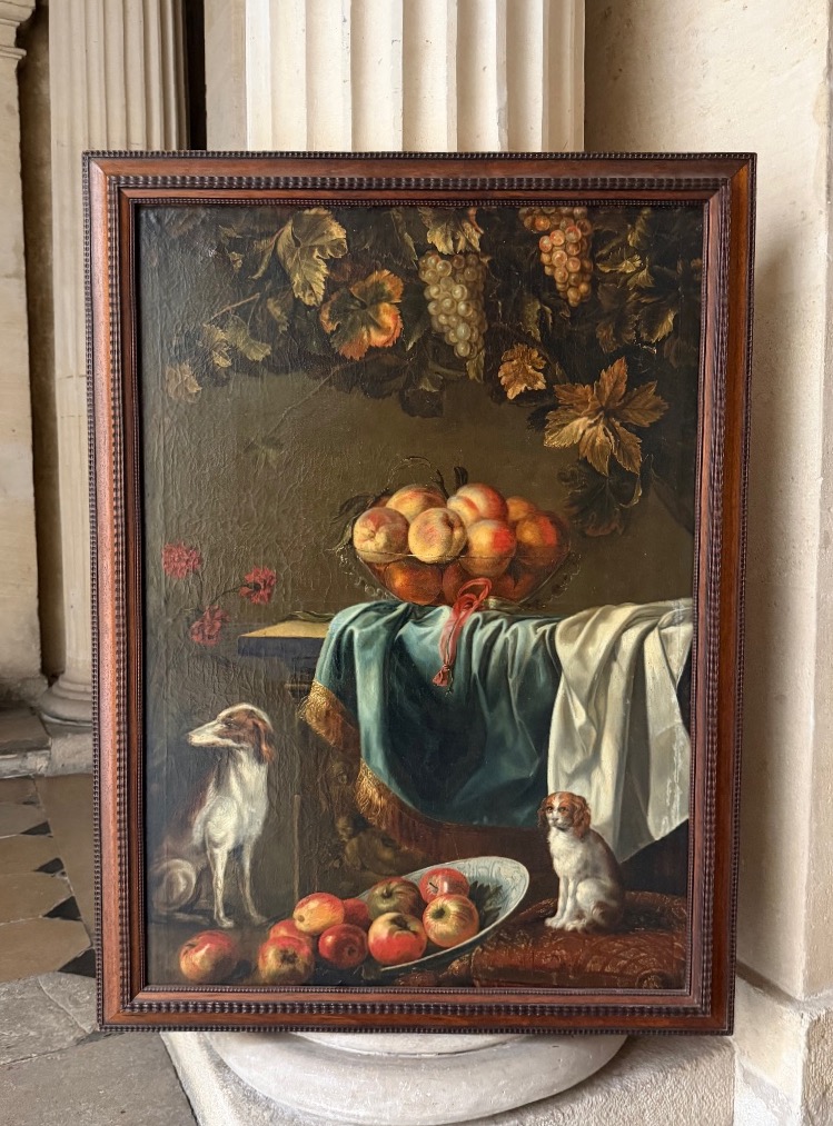 Still Life With Fruit And Dogs, Dutch School, Late 18th Century 
