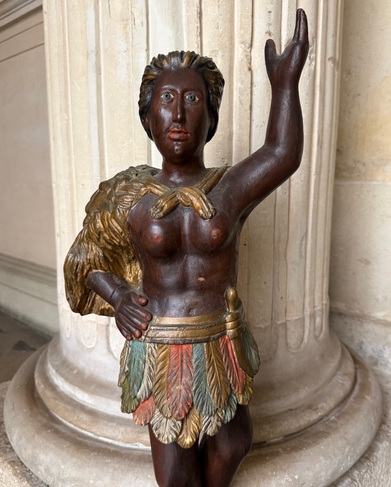 Paire d’indiens d’Amérique en bois sculpté fin 19ème siecle-photo-2