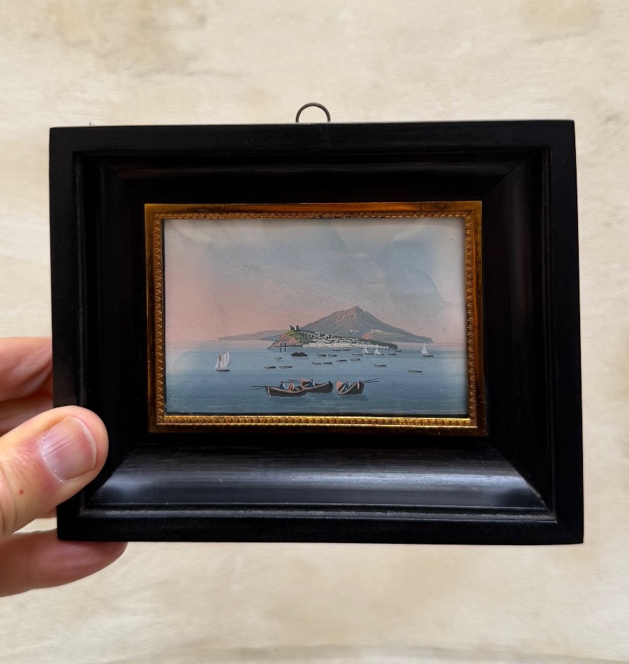 View Of Naples, Gouache On Paper, 20th Century 