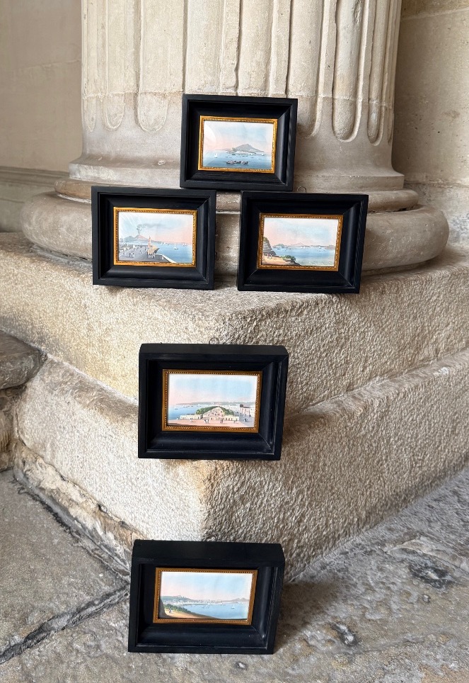 Vue de Naples, gouache napolitaine du 20ème siècle -photo-3