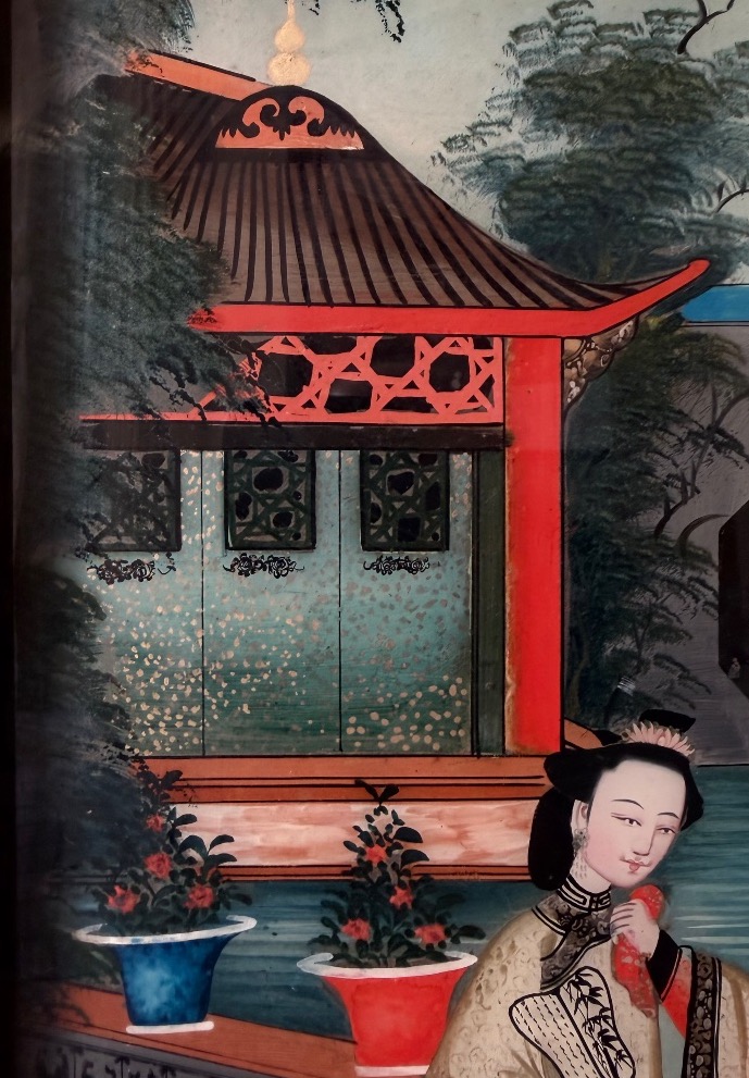 Grand fixé sous verre chinois vers 1850-photo-3