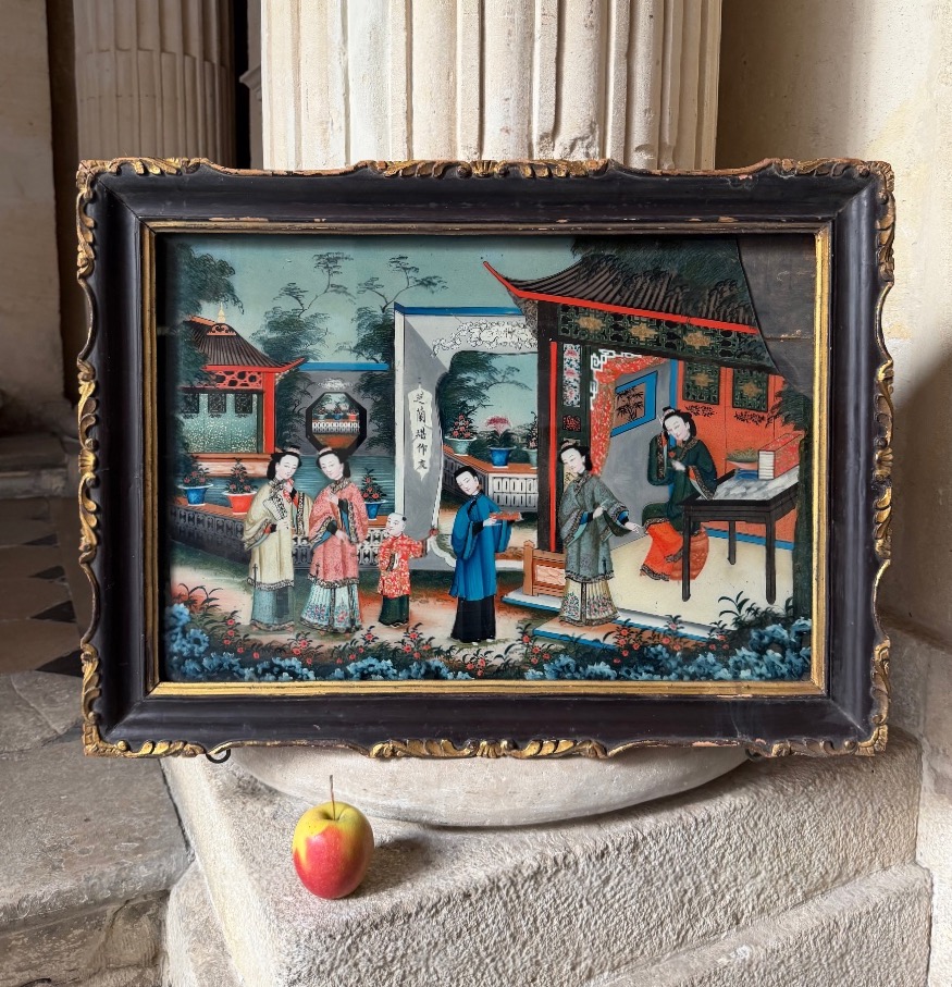 Grand fixé sous verre chinois vers 1850-photo-6