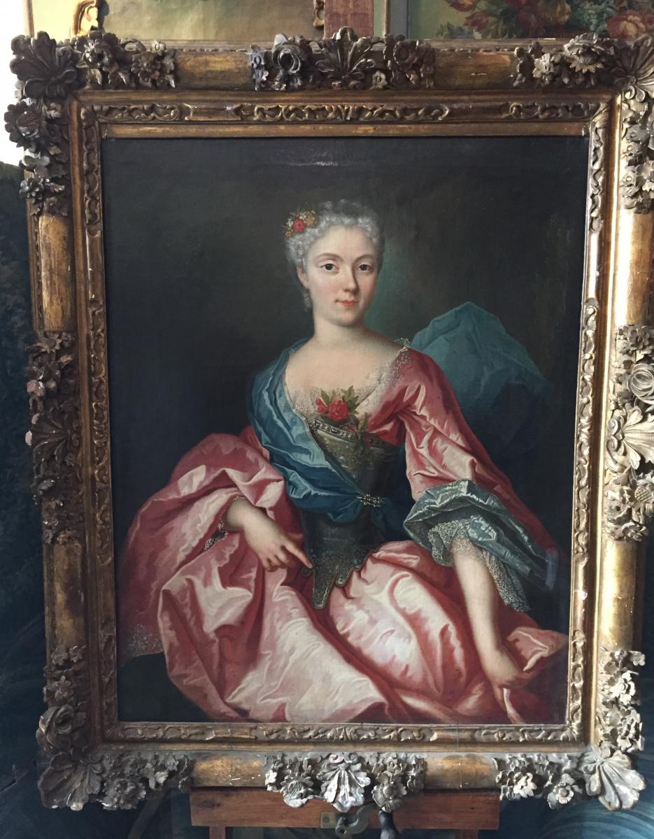Grand Portrait Of A Lady Of Quality Epoque Louis 15
