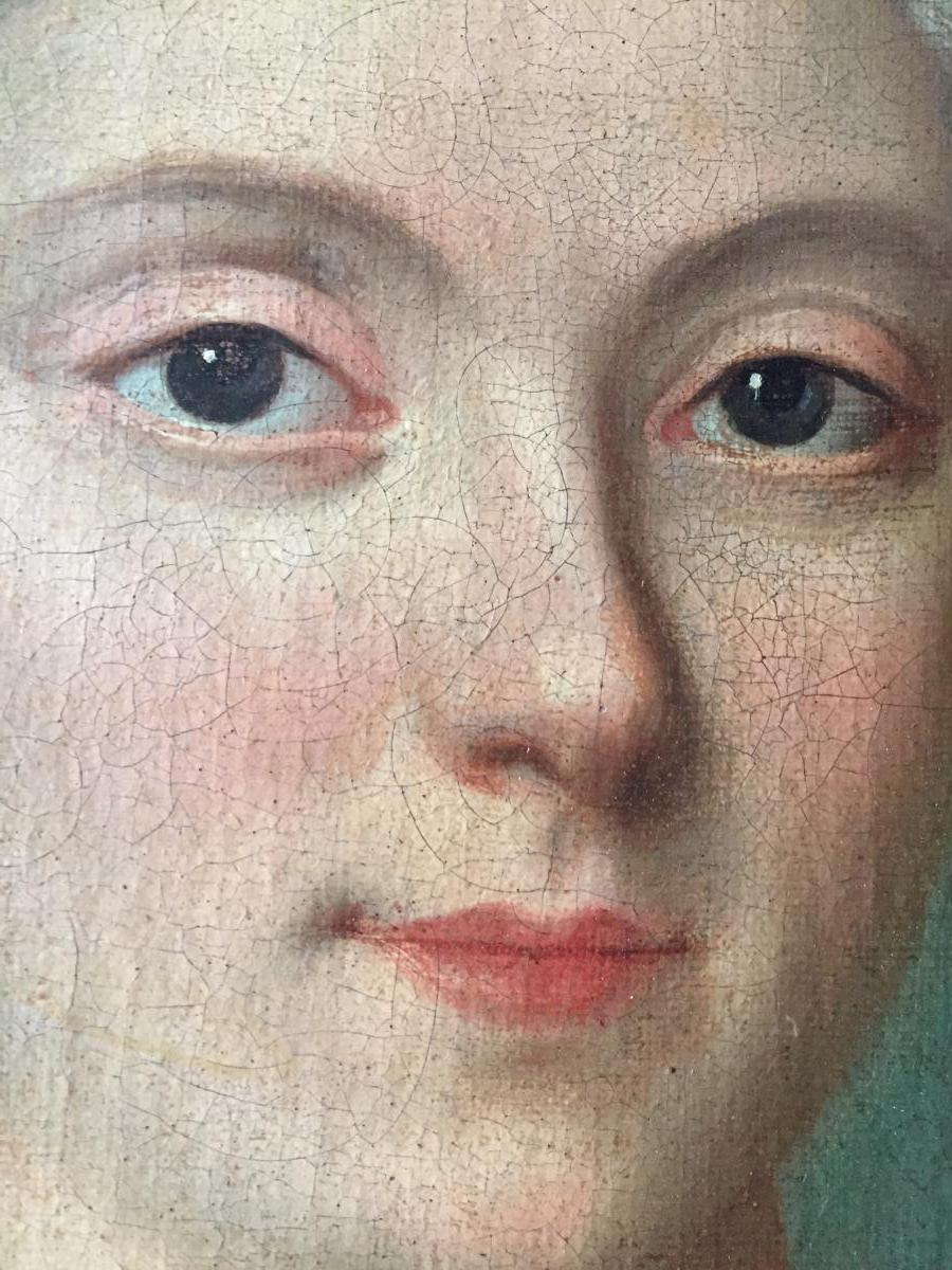 Grand Portrait Of A Lady Of Quality Epoque Louis 15-photo-3