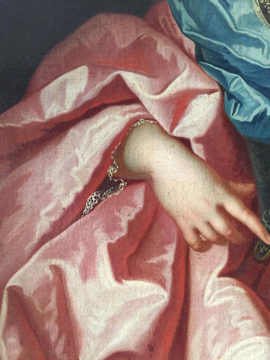 Grand Portrait Of A Lady Of Quality Epoque Louis 15-photo-1
