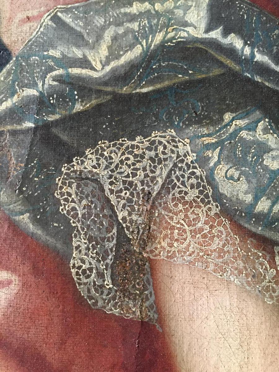 Grand Portrait Of A Lady Of Quality Epoque Louis 15-photo-3