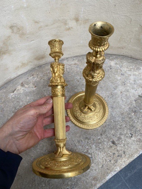 Pair Of Antique Candlesticks, Early 19th-photo-2