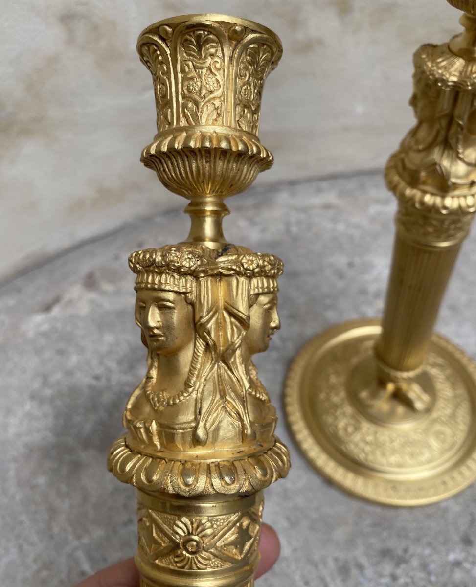 Pair Of Antique Candlesticks, Early 19th-photo-3