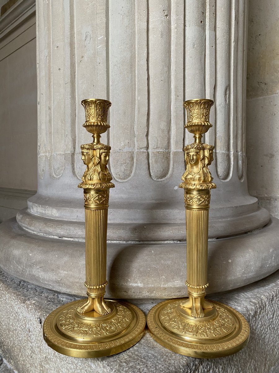 Pair Of Antique Candlesticks, Early 19th