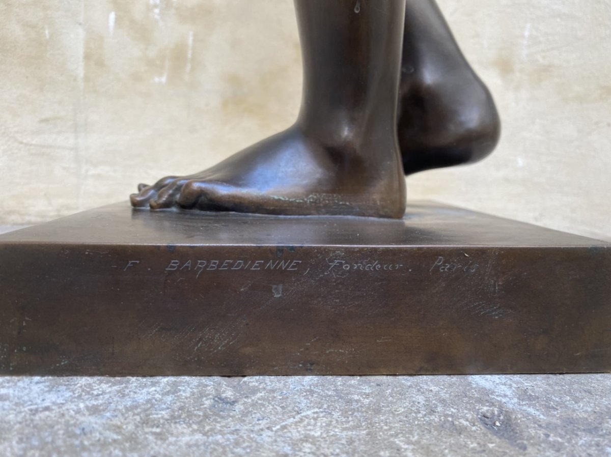Jeune Homme Priant, Bronze Barbedienne 19ème Siècle d’Après l’Antique-photo-3